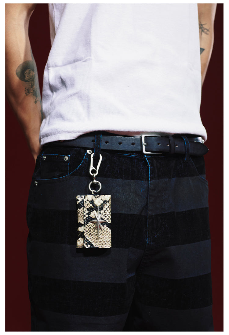 Remedy Metal Studded Keychain Coin Card Leather Wallet | Face 3 Face