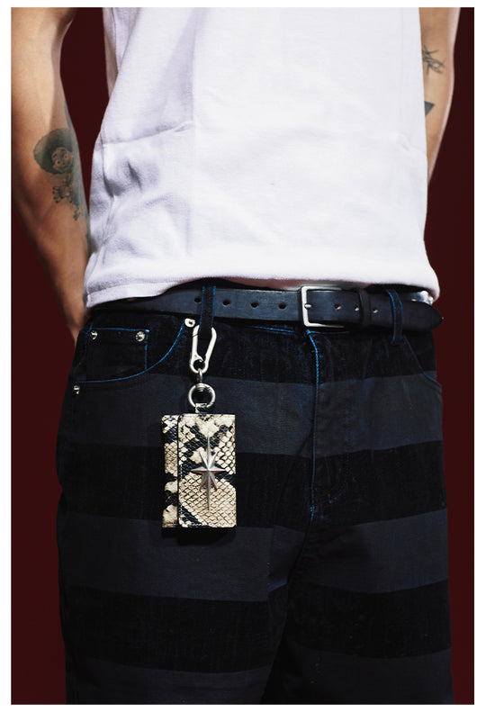 Remedy Metal Studded Keychain Coin Card Leather Wallet | Face 3 Face