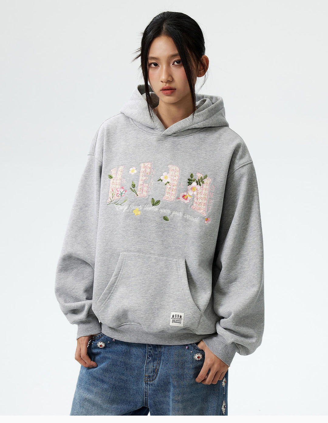MEDM Mini Patchwork Floral Embroidered Hoodie | Face 3 Face