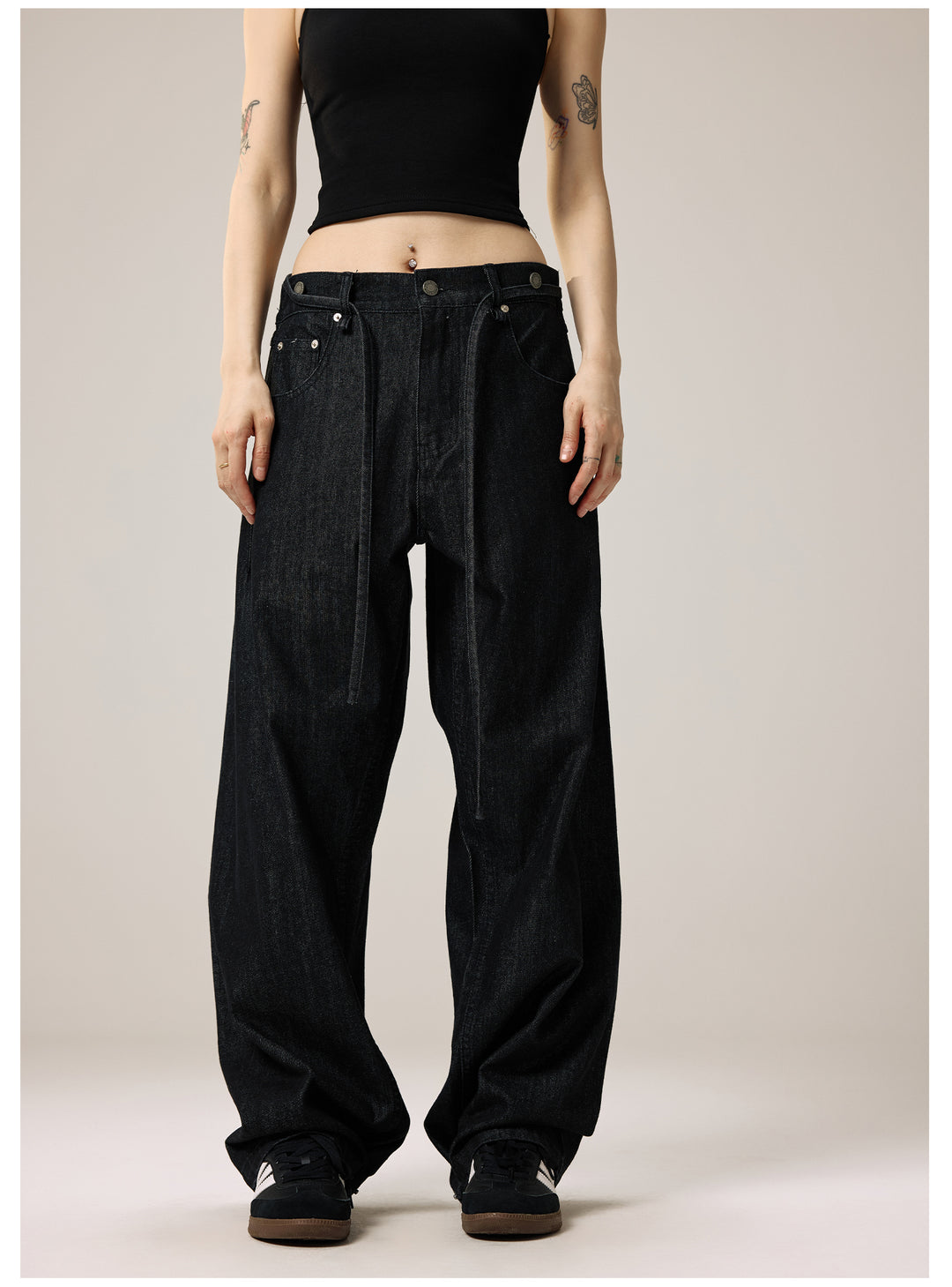 Remedy Waist Button Black Baggy Jeans | Face 3 Face
