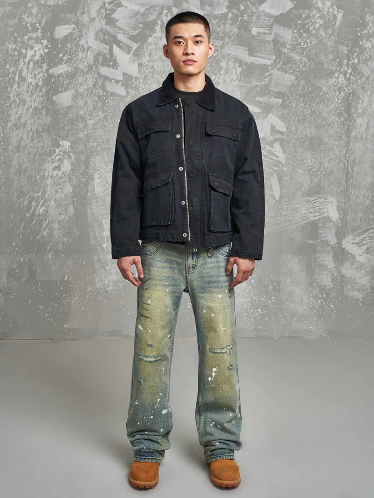 F3F Select Multi Pocket Washed Denim Work Jacket | Face 3 Face