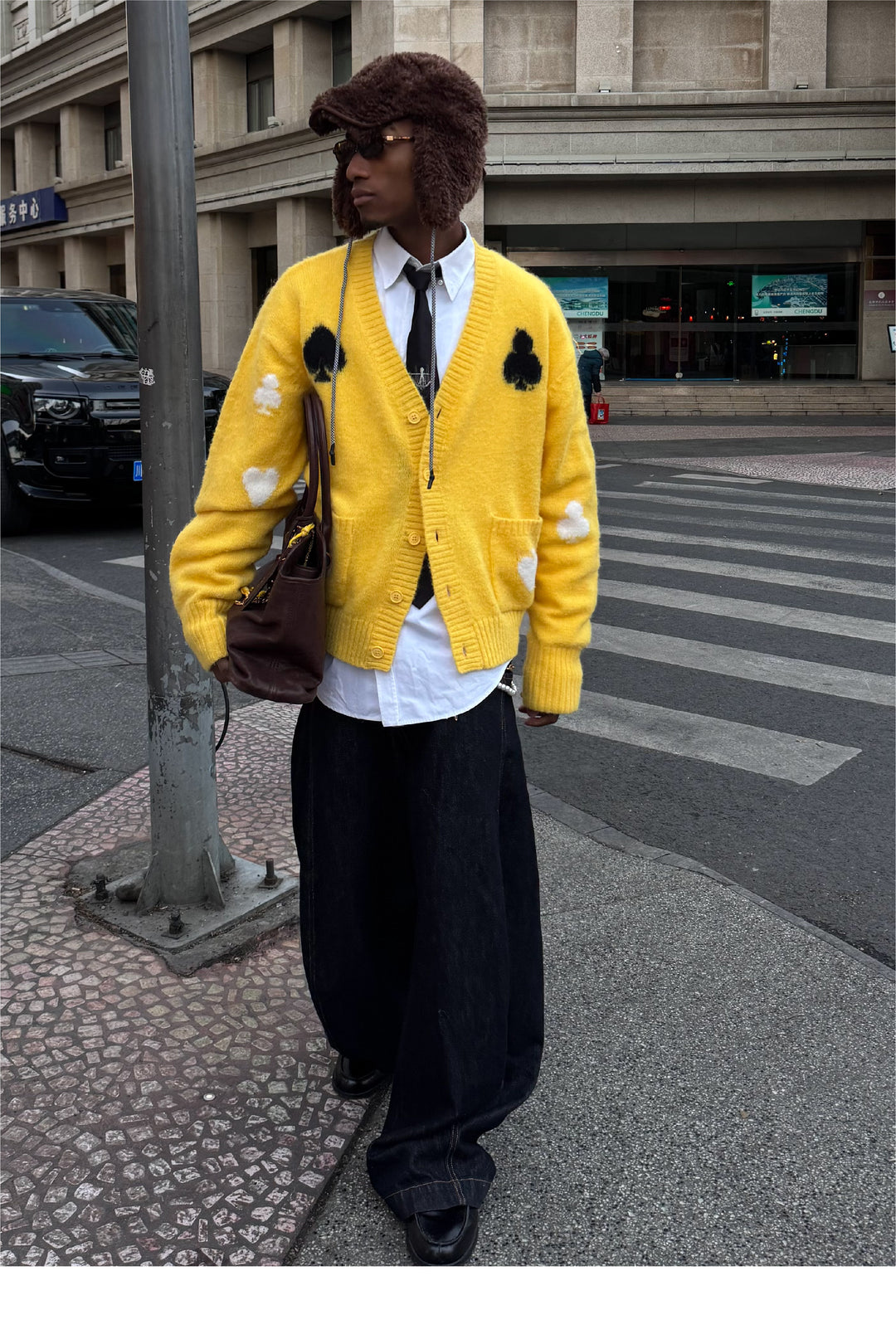 STEEPC Card Suits Wool Blend Knit Cardigan | Face 3 Face