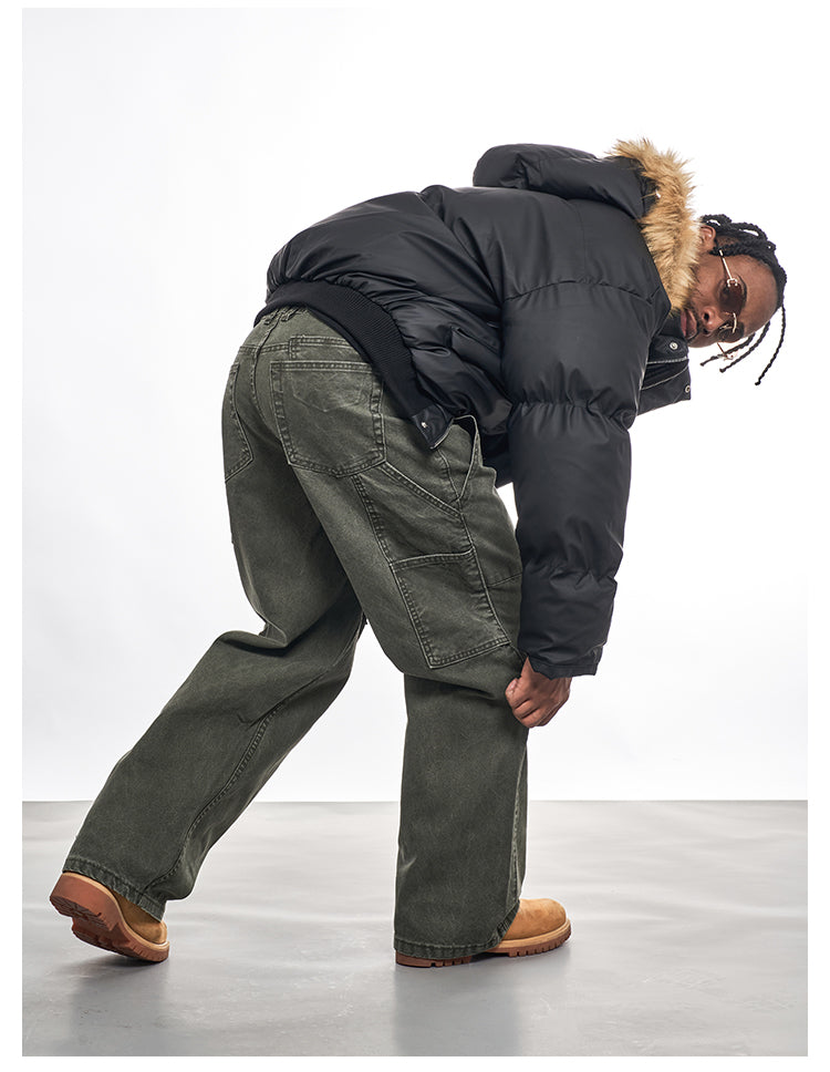 F3F Select Washed Army Green Double Knee Work Pants | Face 3 Face