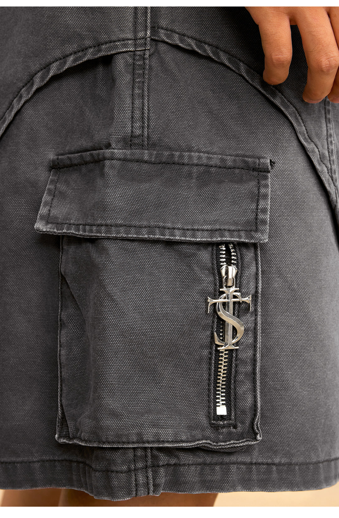 Small Town Kid Washed Denim Utility Cargo Shorts | Face 3 Face