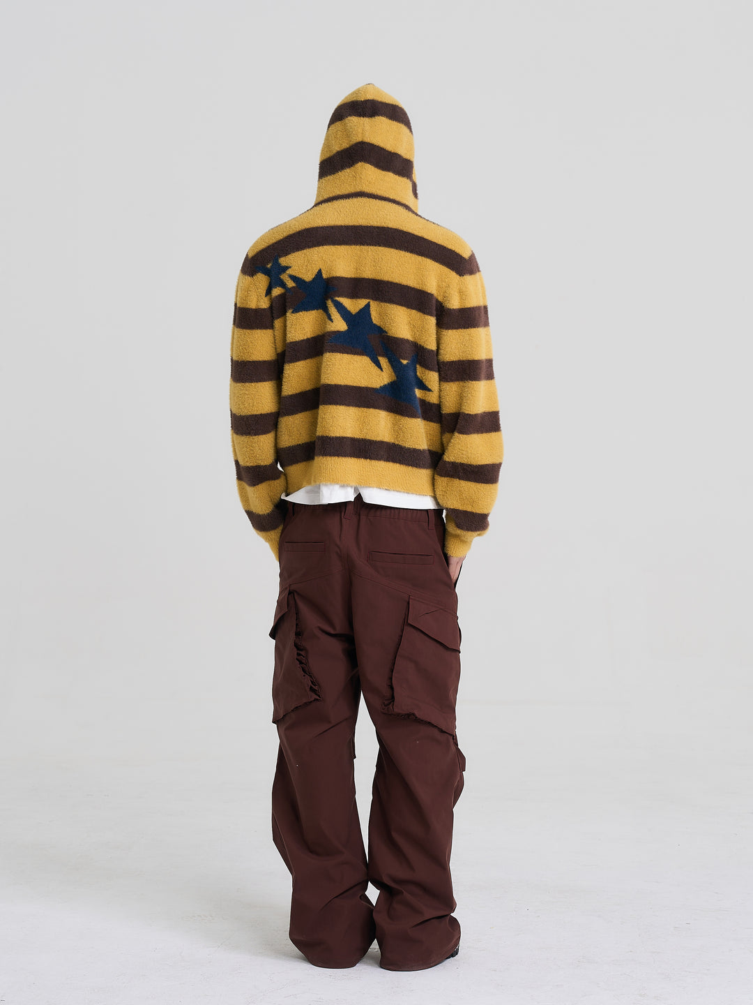 EVILKNIGHT(EK) Striped Star Knit Zip-Up Hoodie | Face 3 Face