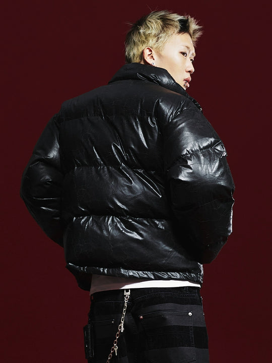 Remedy Cracked Design Puffer Jacket | Face 3 Face