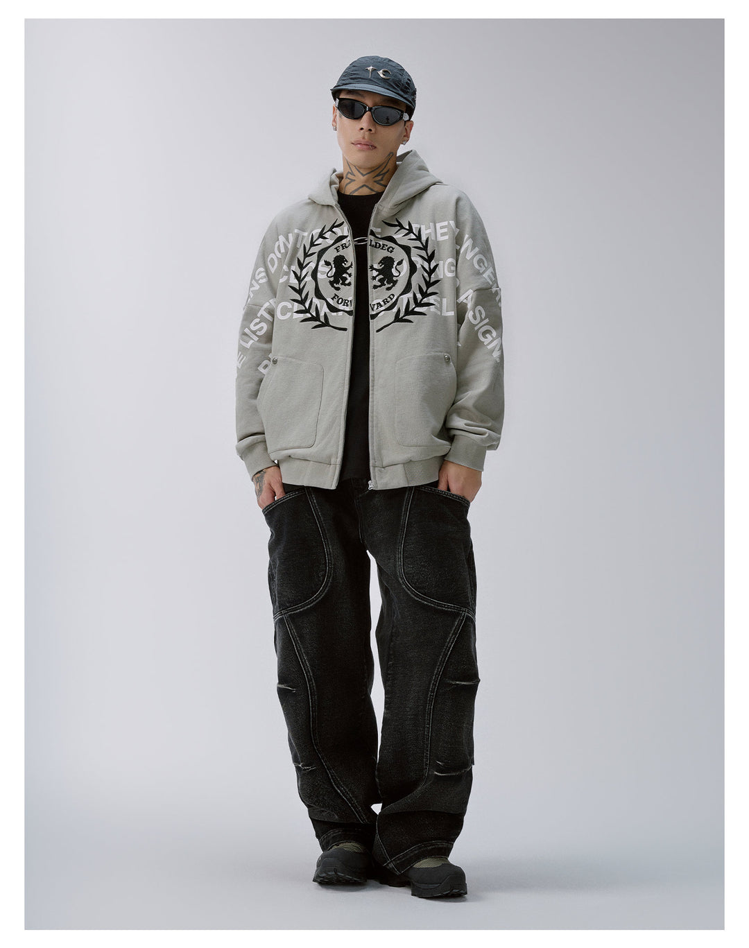 F2CE Embroidered Printed Zip Up Hoodie | Face 3 Face