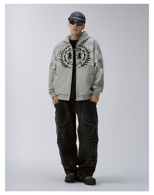 F2CE Embroidered Printed Zip Up Hoodie | Face 3 Face