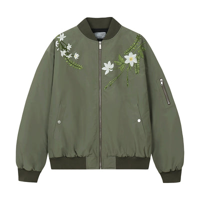 Harsh and Cruel Floral Text Embroidered Bomber Jacket | Face 3 Face