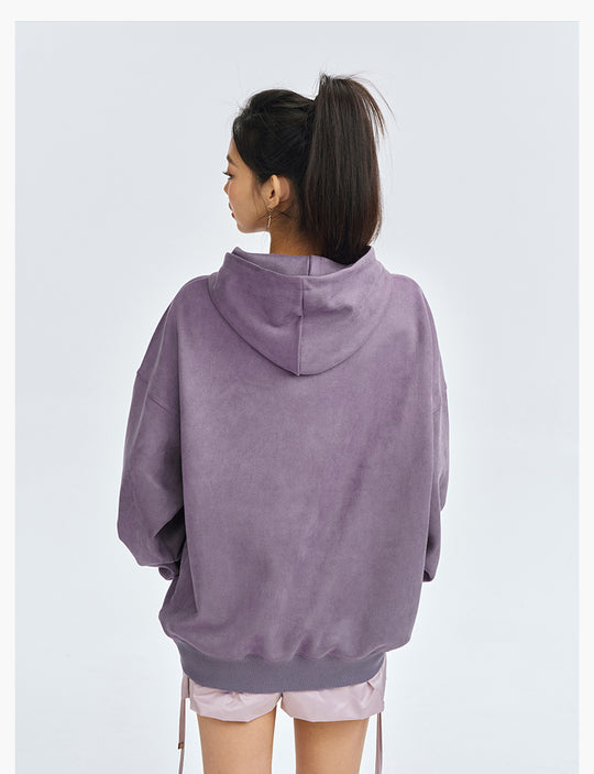 MEDM Basic Letter Logo Suede Hoodie | Face 3 Face