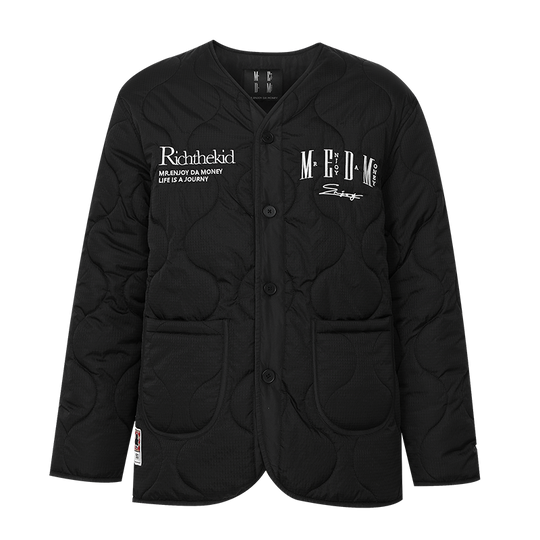MEDM Embroidered Typography Quilting Jacket | Face 3 Face