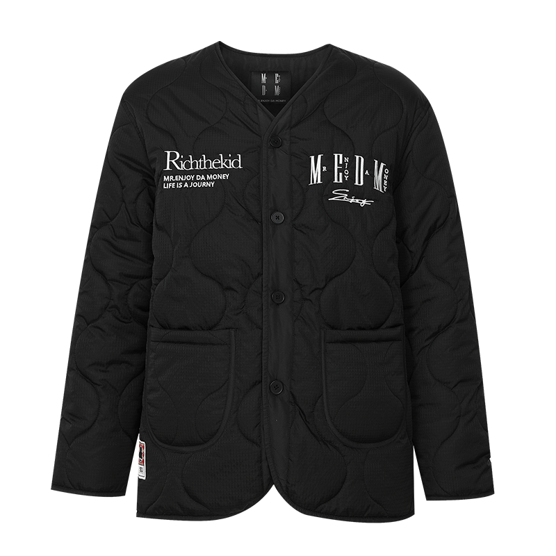 MEDM Embroidered Typography Quilting Jacket | Face 3 Face