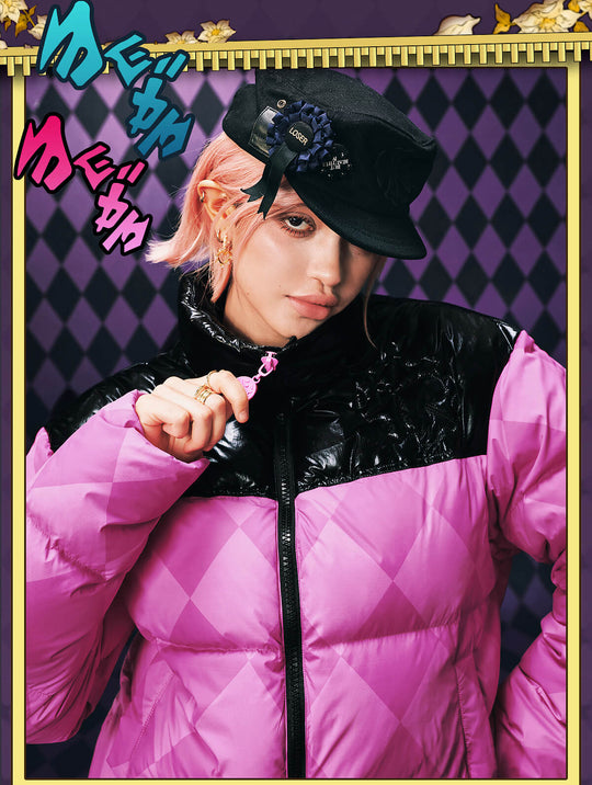 MEDM × JOJO Color Block Diamond Plaid Down Jacket | Face 3 Face