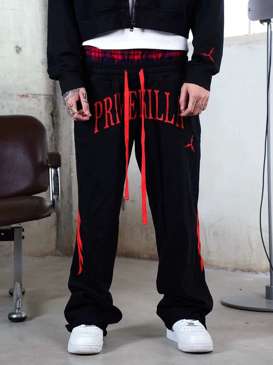 TGFCLUB PRIME KILLA Print Rhinestone Double Waist Sweatpants | Face 3 Face