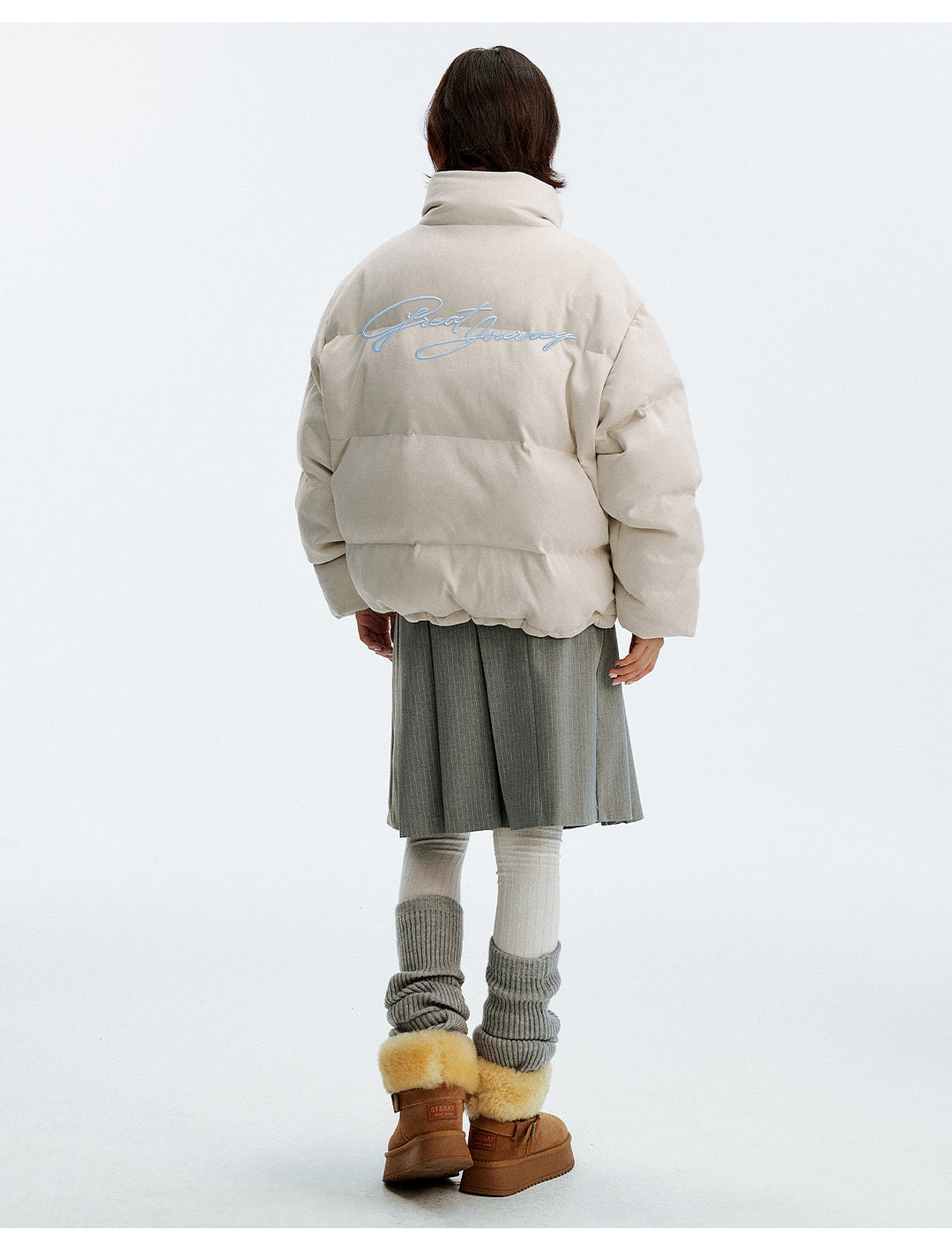 MEDM Suede 3D Embroidered Down Jacket | Face 3 Face