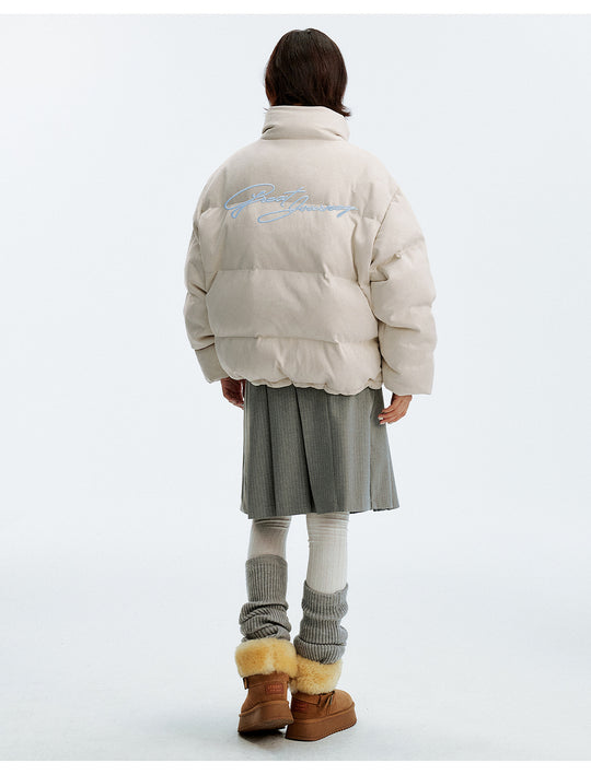 MEDM Suede 3D Embroidered Down Jacket | Face 3 Face