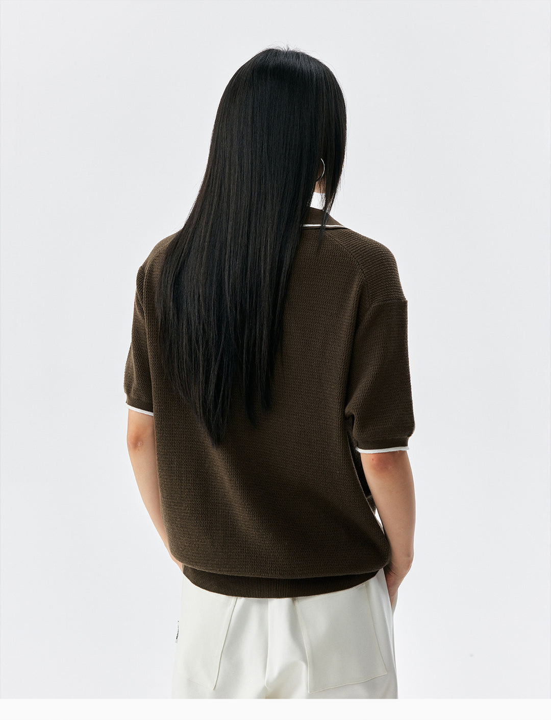 MEDM Rose Embroidered Waffle Knit Polo | Face 3 Face