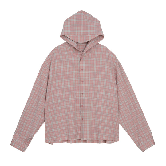 JHYQ Plaid Hot Diamond Hooded Long Sleeved Shirt