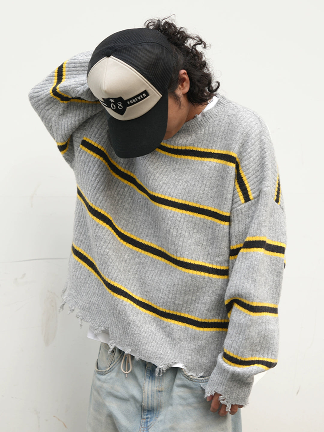 Remedy Striped Distressed Knit Sweater | Face 3 Face