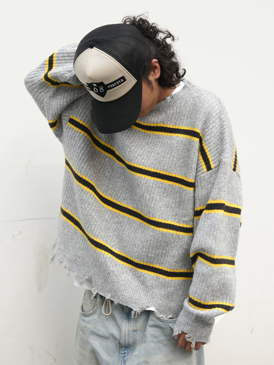 Remedy Striped Distressed Knit Sweater | Face 3 Face