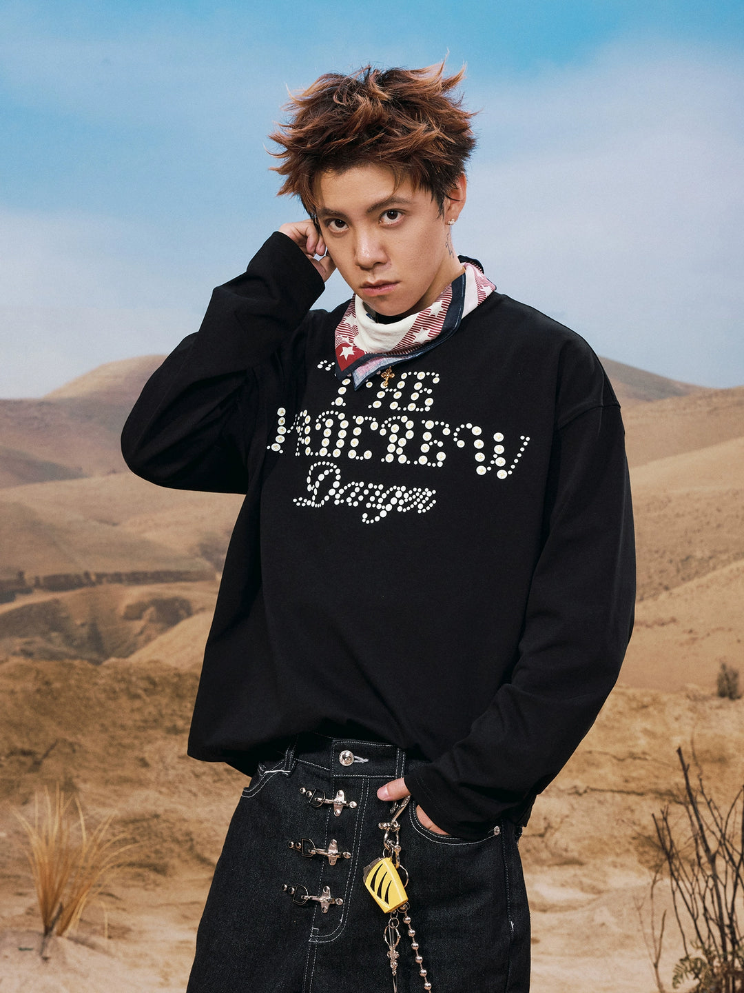 YADcrew Polka Dot Star Foam Print Long Sleeve Tee | Face 3 Face