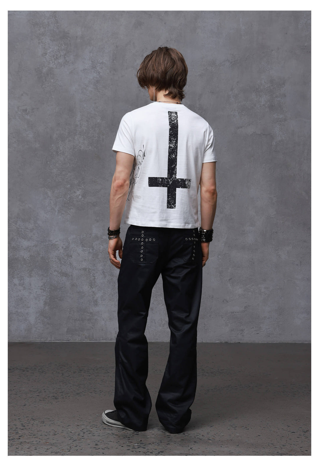 ANTIDOTE Faded Inverted Cross Back Print Short Sleeve Tee