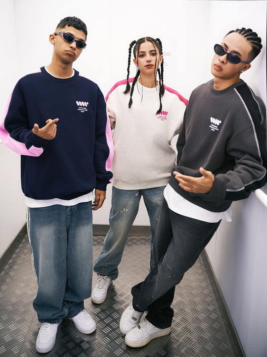 VOTE VVVVOTE Color Blocked Striped Sweatshirt