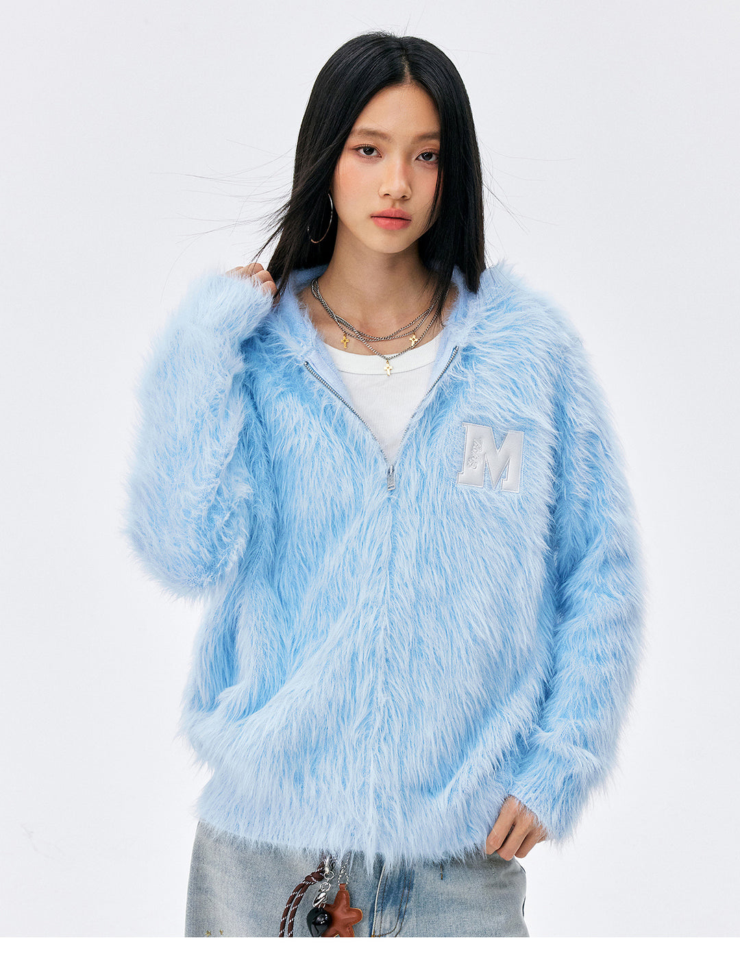 MEDM Mohair Hooded Zip Up Jacket | Face 3 Face