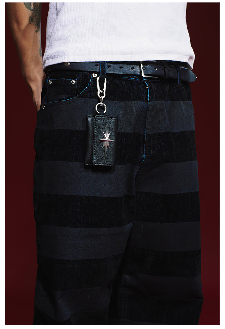 Remedy Metal Studded Keychain Coin Card Leather Wallet | Face 3 Face