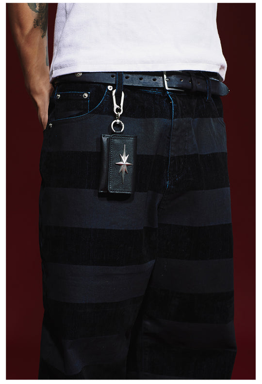 Remedy Metal Studded Keychain Coin Card Leather Wallet | Face 3 Face