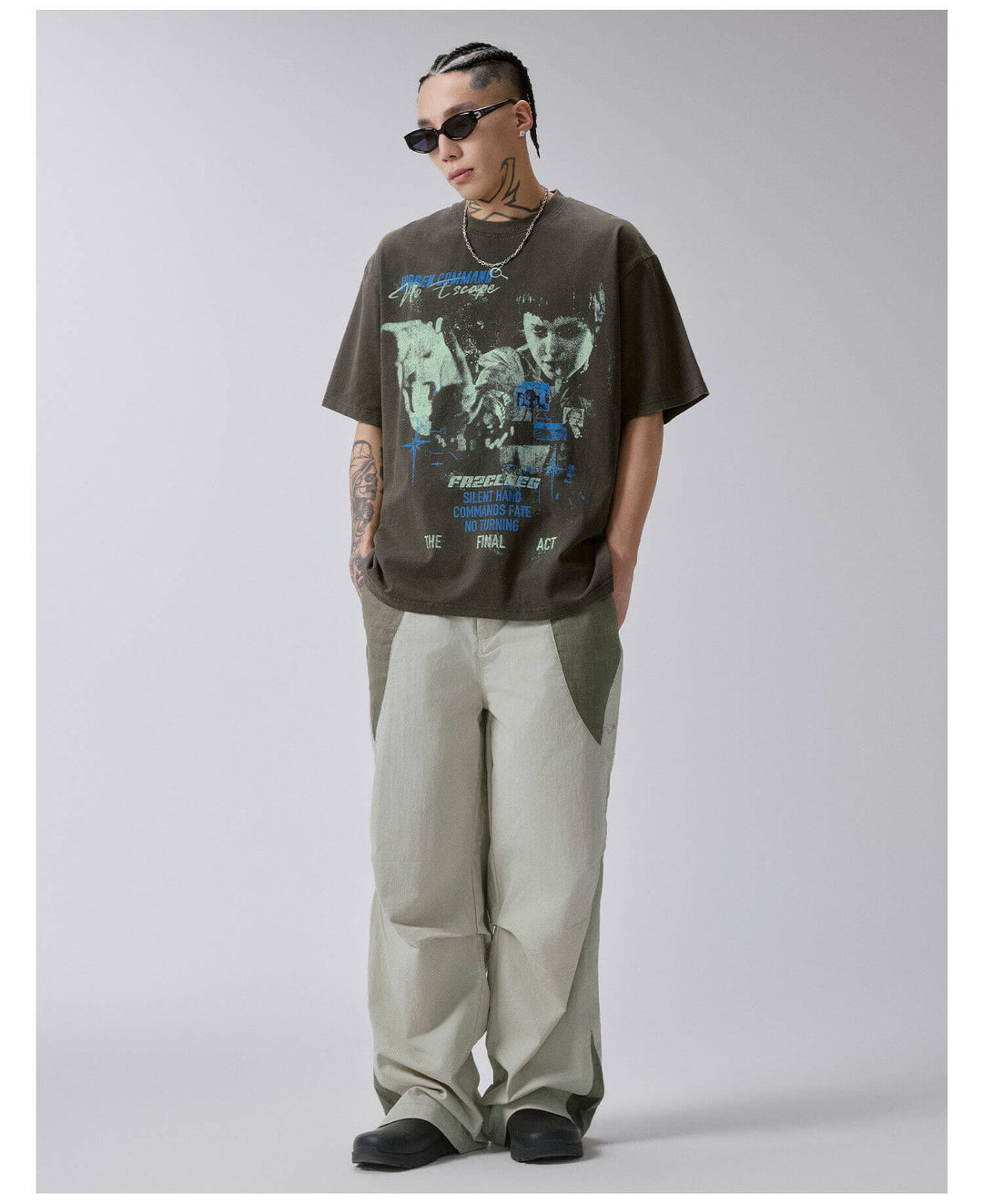 F2CE Aged Pistol Photo Print Washed Distressed Short Sleeve Tee | Face 3 Face