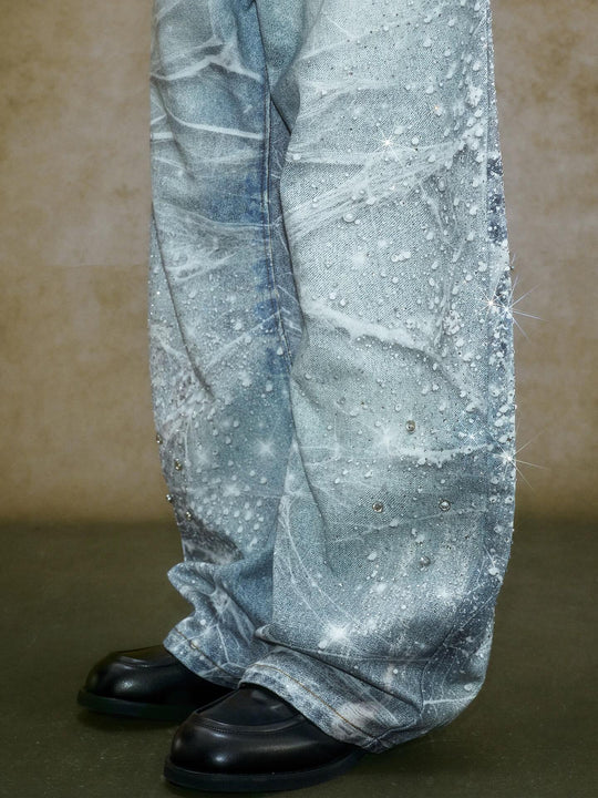 YADcrew 3D Digital Print Rhinestone Machete Jeans | Face 3 Face