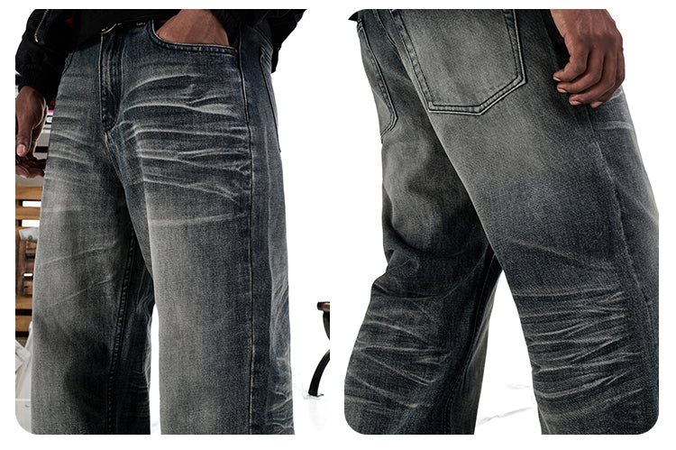 F3F Select Dark Navy Washed Baggy Jeans | Face 3 Face