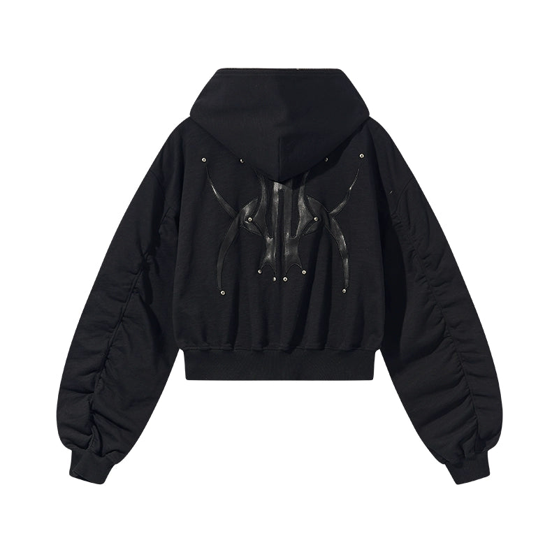 BLIND NO PLAN Logo Studded Embellished Zip-Up Hoodie | Face 3 Face