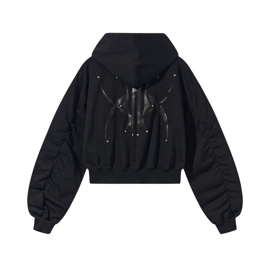 BLIND NO PLAN Logo Studded Embellished Zip-Up Hoodie | Face 3 Face