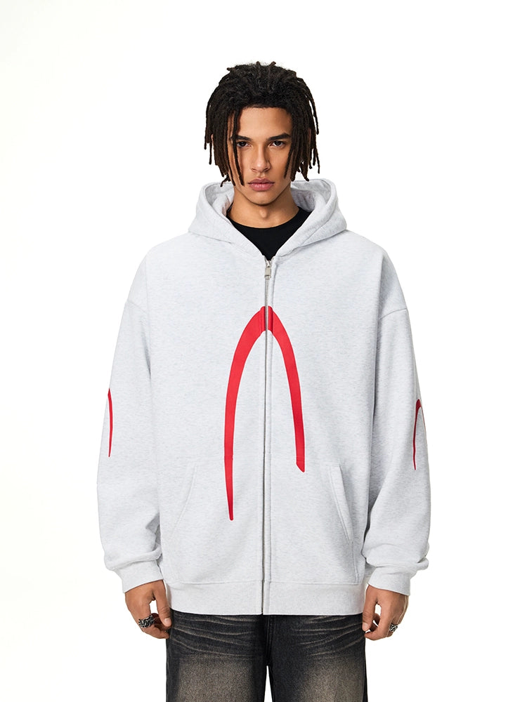 Achock Heavyweight Logo Printed Zip Up Hoodie | Face 3 Face