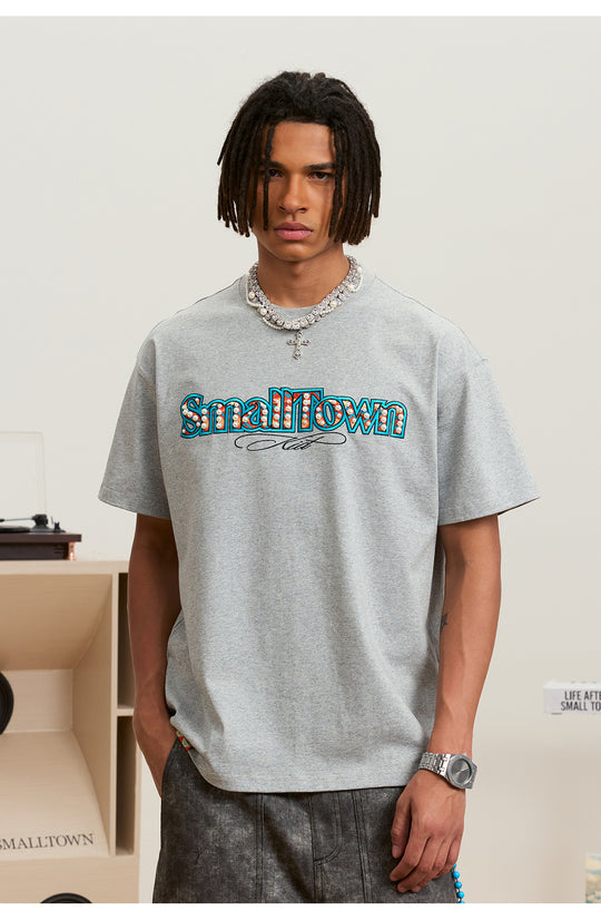 Small Town Kid Pearl Ethnic Embroidery Patch Tee | Face 3 Face