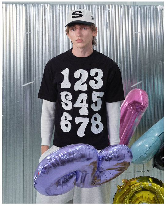 S45 Number Print Rhinestone Short Sleeve Tee | Face 3 Face