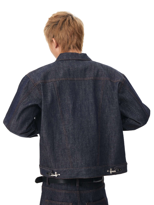 EVILKNIGHT(EK) 3D Cut Twisted Front Denim Jacket | Face 3 Face