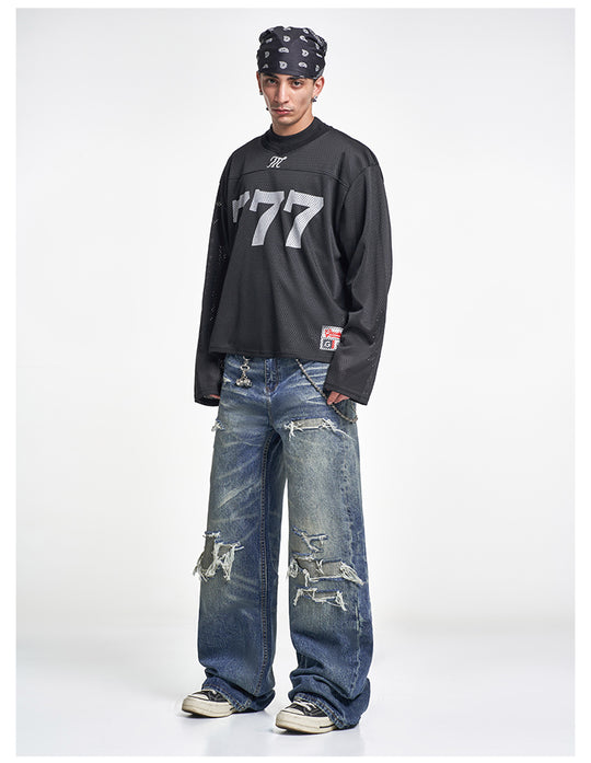 F3F Select Destroyed Washed Hole Baggy Jeans | Face 3 Face