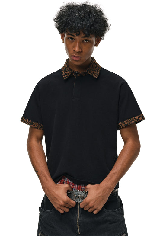 ANTIDOTE Leopard Patchwork Polo | Face 3 Face