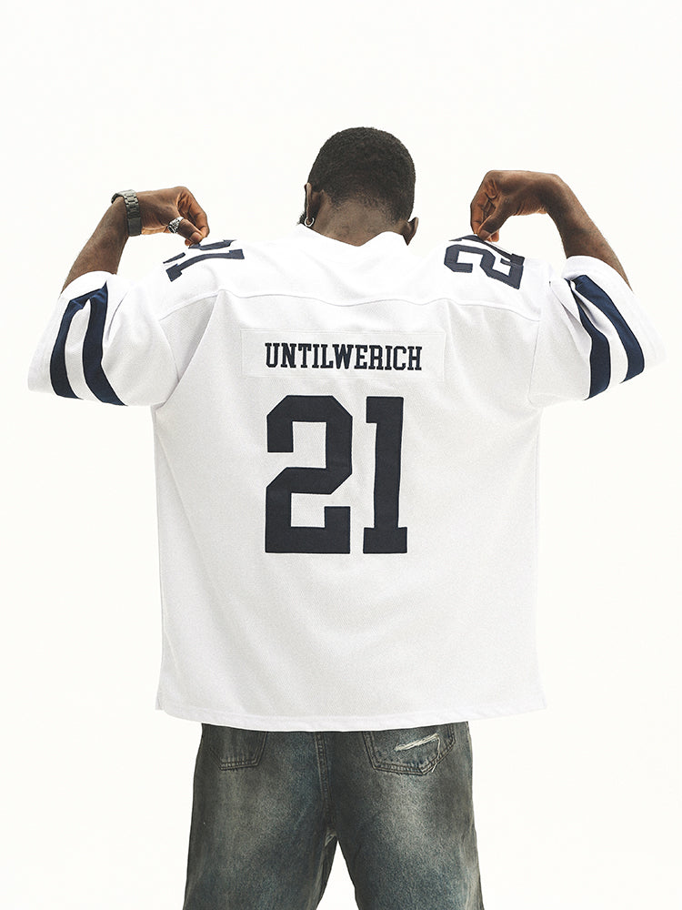 UNTILWERICH Mesh Quilting Embroidered Hockey Jersey | Face 3 Face