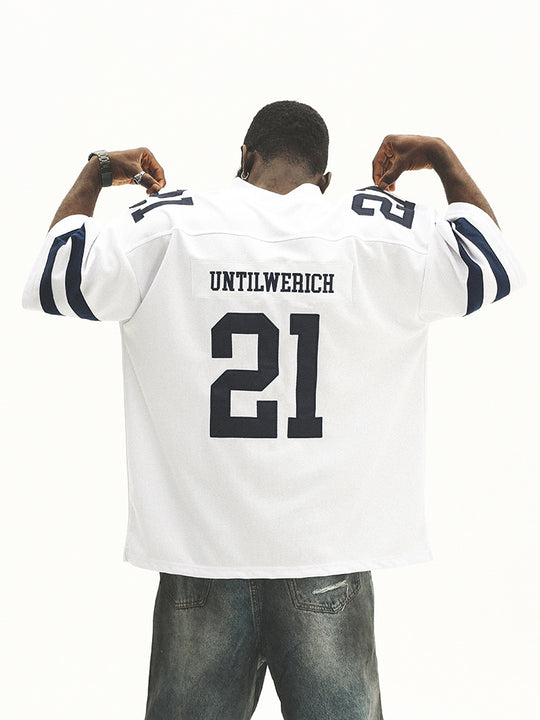 UNTILWERICH Mesh Quilting Embroidered Hockey Jersey | Face 3 Face