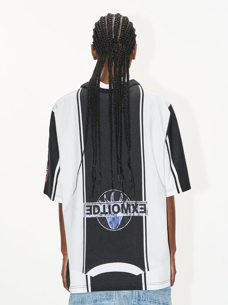 BLIND NO PLAN Striped Sports Uniform Digital Print Polo | Face 3 Face