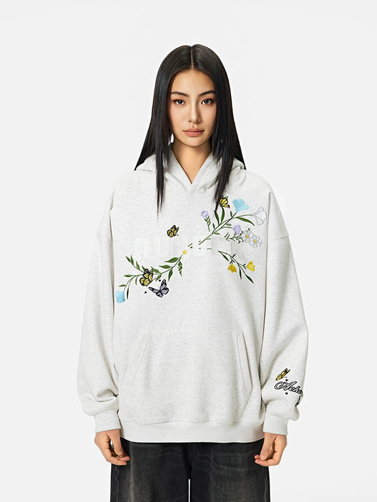 Puff print hoodies | Achock Flowers & Butterflies Embroidered Hoodie | Face 3 Face