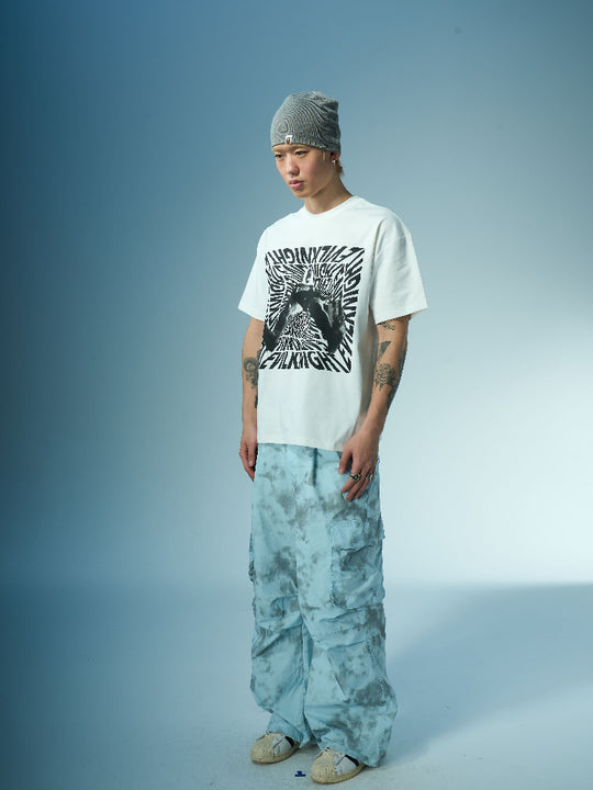 EVILKNIGHT(EK) 3D Portrait and Letter Print Tee | Face 3 Face