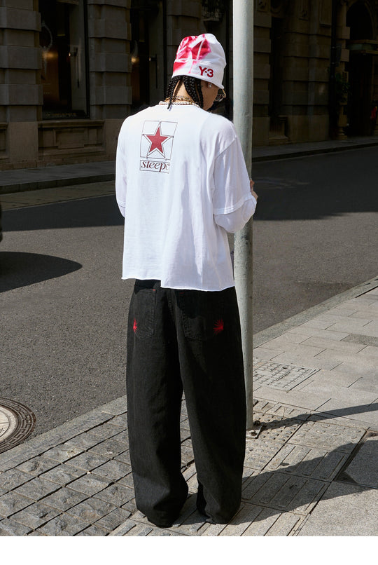 STEEPC Pearl Star Layered Henley Neck Long Sleeve Tee | Face 3 Face