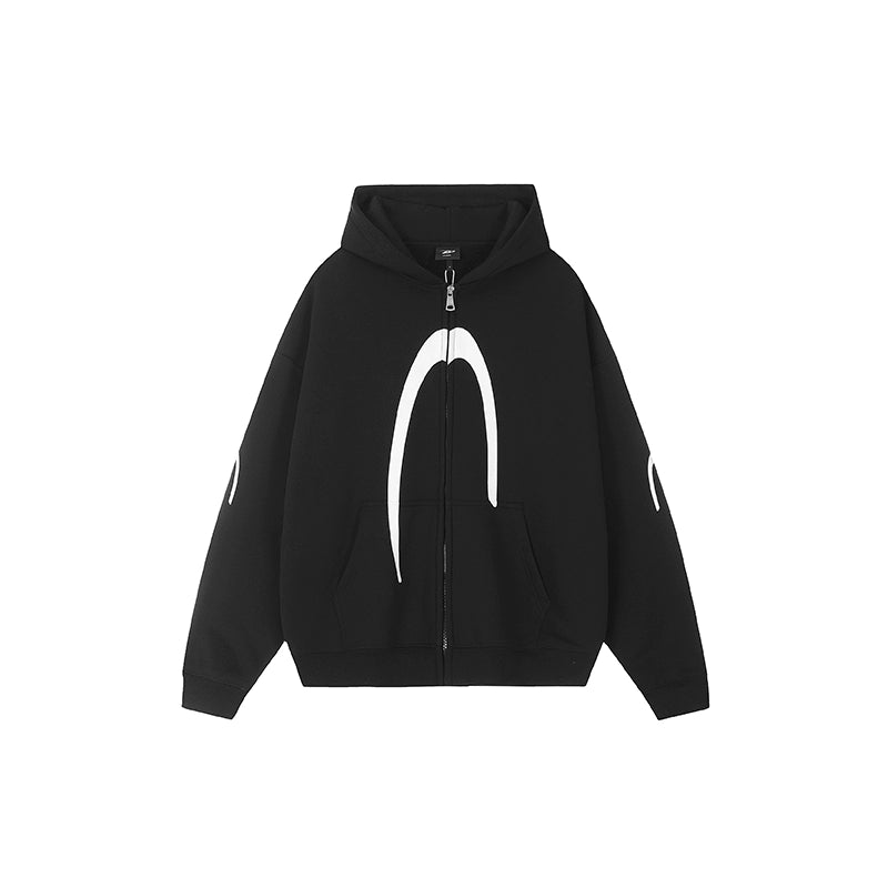 Achock Heavyweight Logo Printed Zip Up Hoodie | Face 3 Face