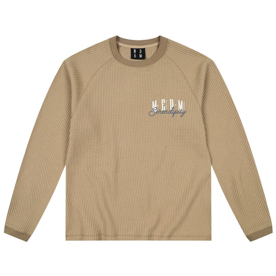 MEDM Logo Embroidered Print Waffle Long Sleeve Tee | Face 3 Face