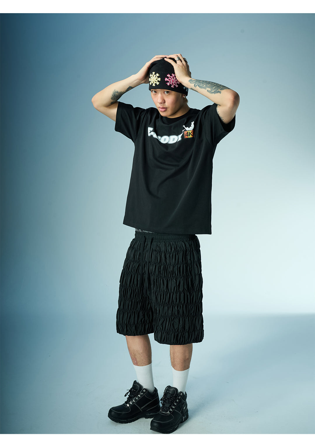 EVILKNIGHT(EK) Layered Pleated Structured Shorts | Face 3 Face